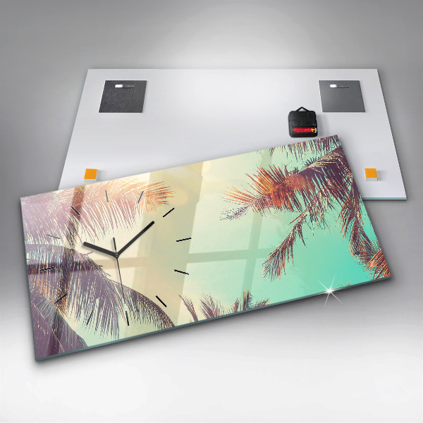 Horloge murale horizontale Palmiers tropicaux