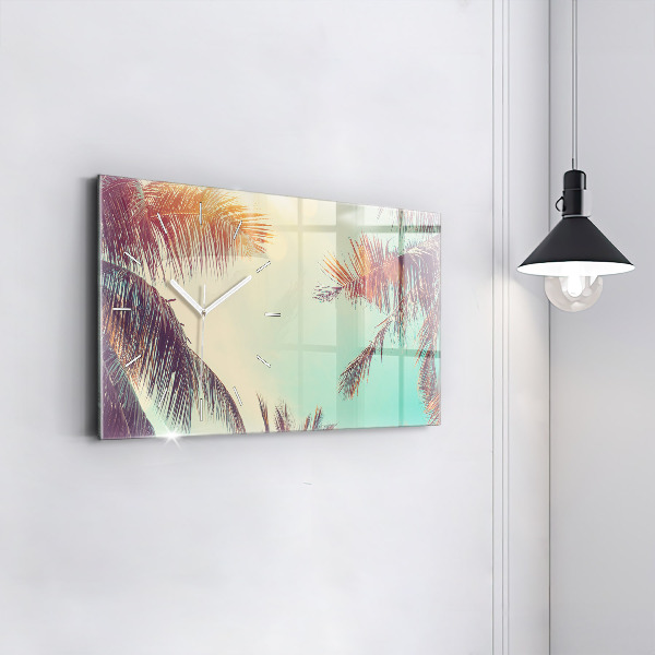 Horloge murale horizontale Palmiers tropicaux
