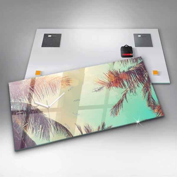Horloge murale horizontale Palmiers tropicaux