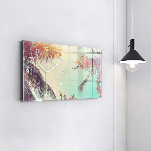 Horloge murale horizontale Palmiers tropicaux