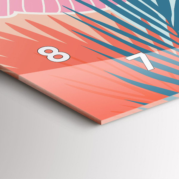 Horloge murale horizontale Feuilles pastel