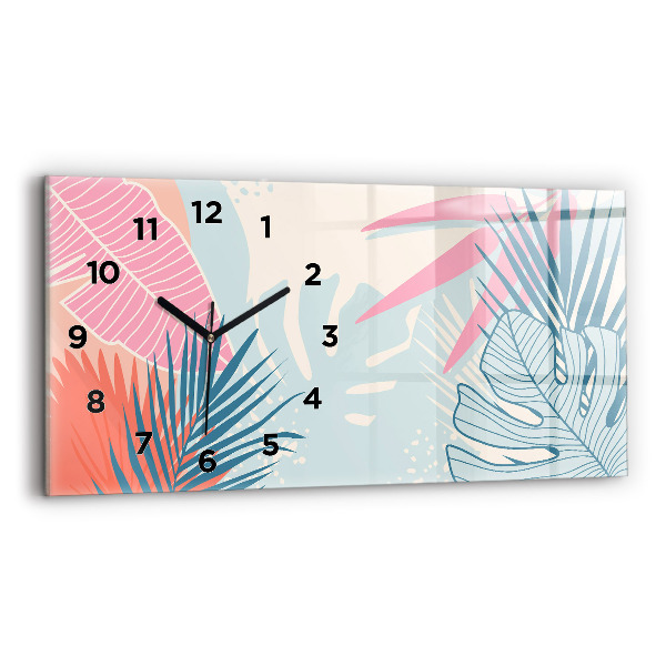 Horloge murale horizontale Feuilles pastel
