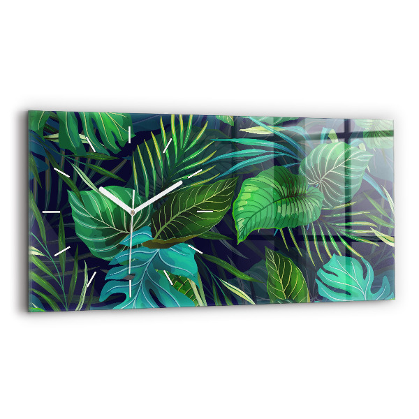 Horloge murale horizontale Feuilles exotiques