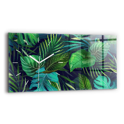 Horloge murale horizontale Feuilles exotiques