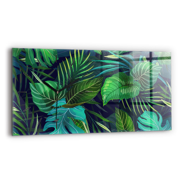 Horloge murale horizontale Feuilles exotiques