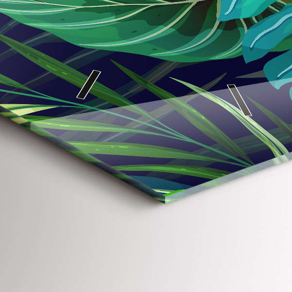 Horloge murale horizontale Feuilles exotiques
