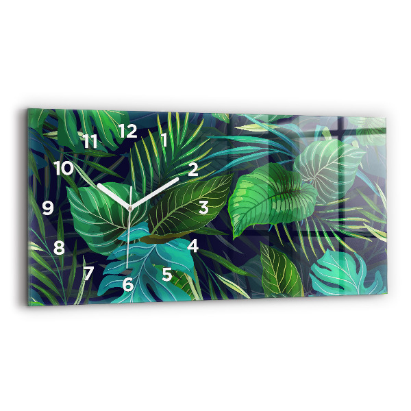 Horloge murale horizontale Feuilles exotiques