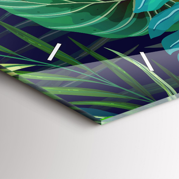 Horloge murale horizontale Feuilles exotiques