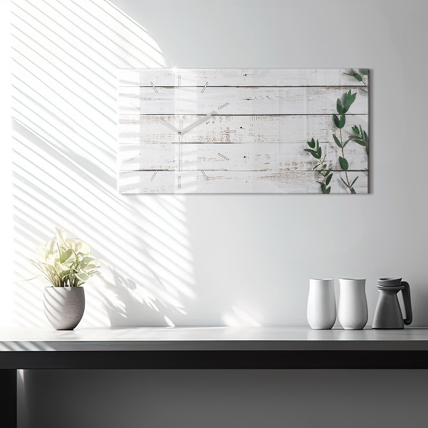 Horloge murale horizontale planches de bois