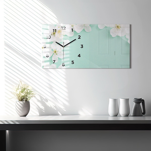 Horloge murale horizontale Marguerites en fleurs