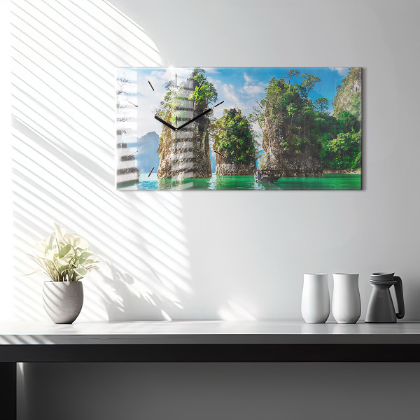 Horloge murale horizontale Lac arbres nature