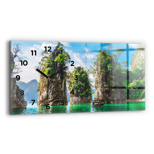 Horloge murale horizontale Lac arbres nature