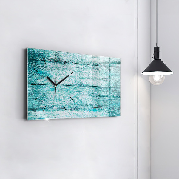 Horloge murale horizontale Vieux bois bleu