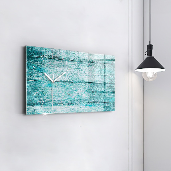 Horloge murale horizontale Vieux bois bleu
