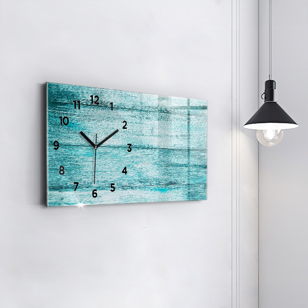 Horloge murale horizontale Vieux bois bleu