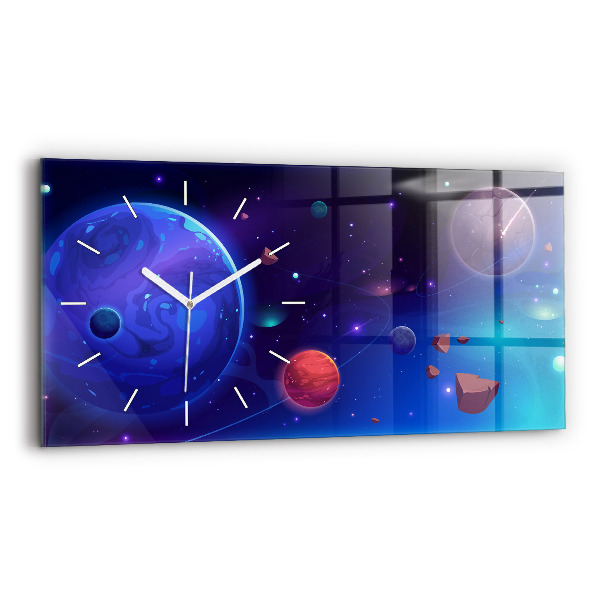 Horloge murale horizontale Planètes galaxie