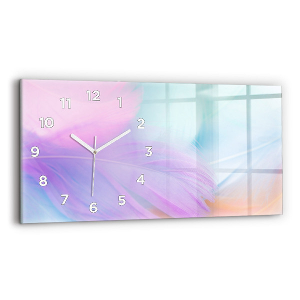 Horloge murale horizontale plumes colorées