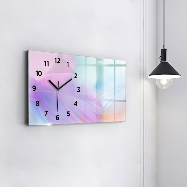 Horloge murale horizontale plumes colorées
