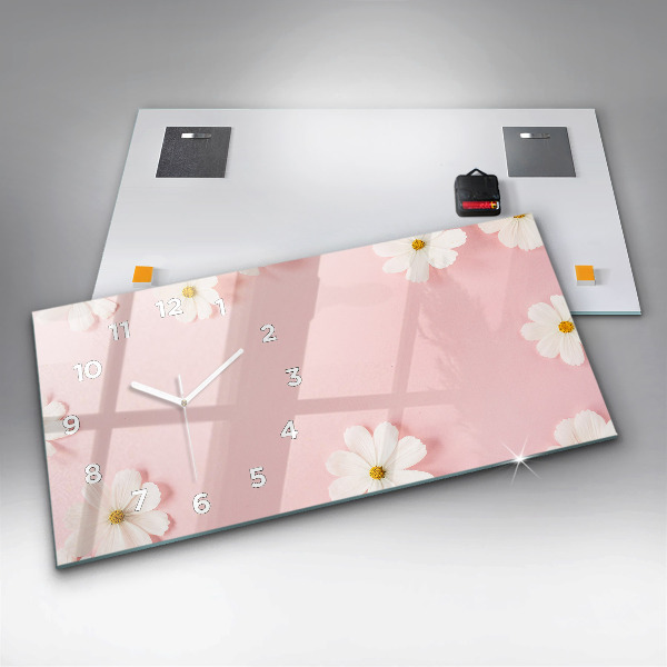 Horloge murale horizontale Fleurs de marguerite