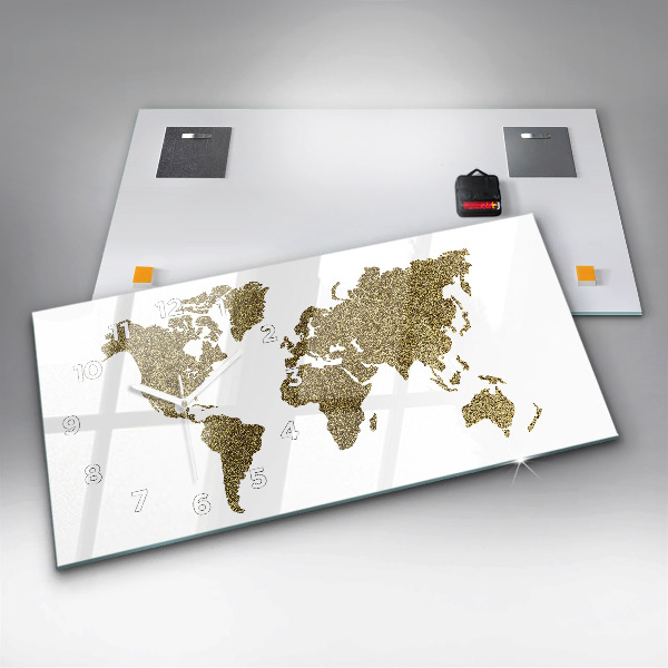 Horloge murale horizontale Carte du monde