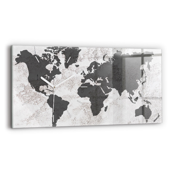 Horloge murale horizontale Carte du monde en béton