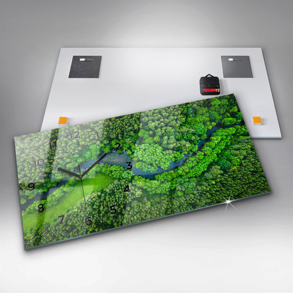 Horloge murale horizontale Rivière dans la forêt