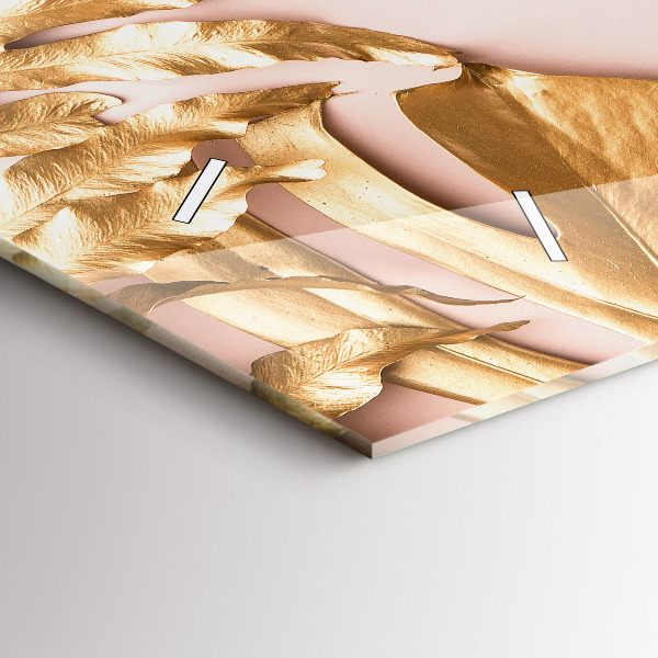 Horloge rectangulaire horizontale Feuilles tropicales dorées