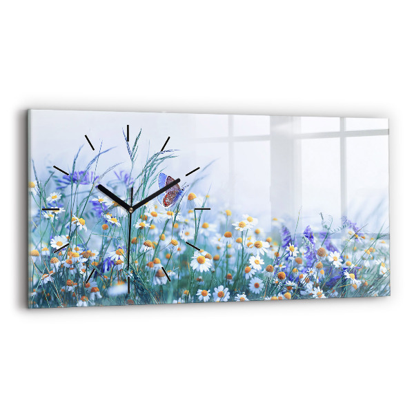 Horloge rectangulaire horizontale Papillon dans la prairie