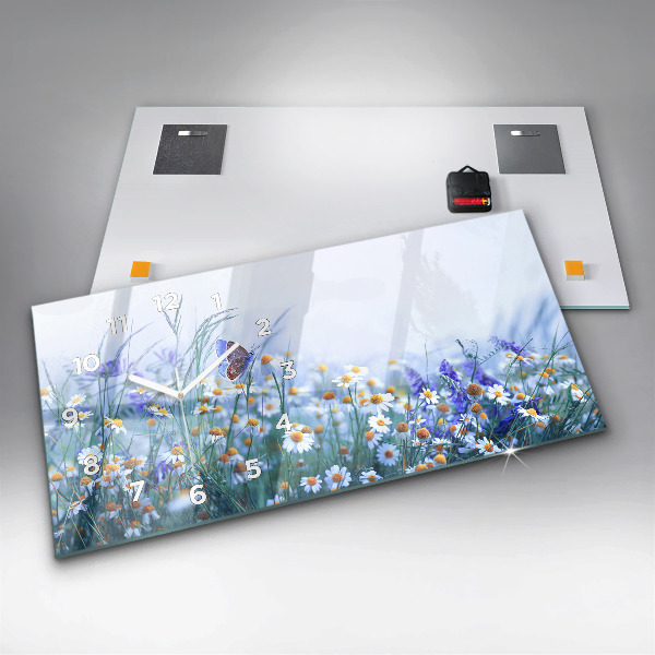 Horloge rectangulaire horizontale Papillon dans la prairie