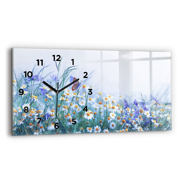 Horloge rectangulaire horizontale Papillon dans la prairie