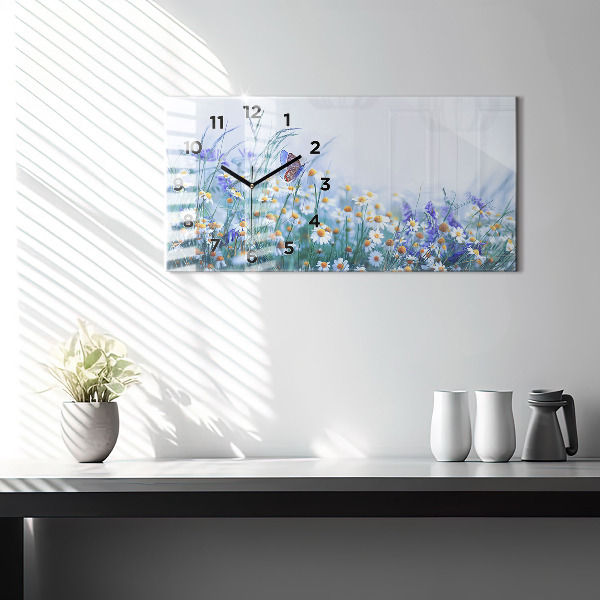 Horloge rectangulaire horizontale Papillon dans la prairie