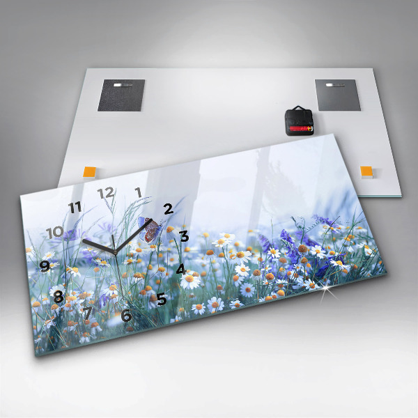 Horloge rectangulaire horizontale Papillon dans la prairie