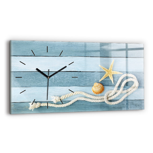 Horloge rectangulaire horizontale Planches, rayures et coque