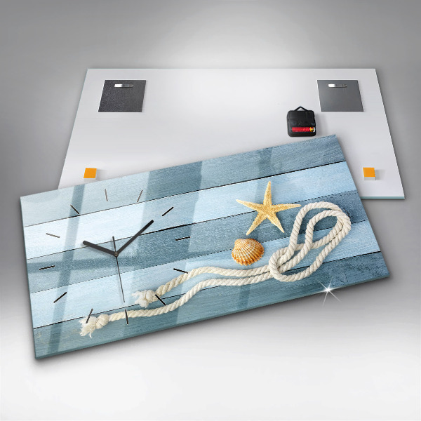 Horloge rectangulaire horizontale Planches, rayures et coque