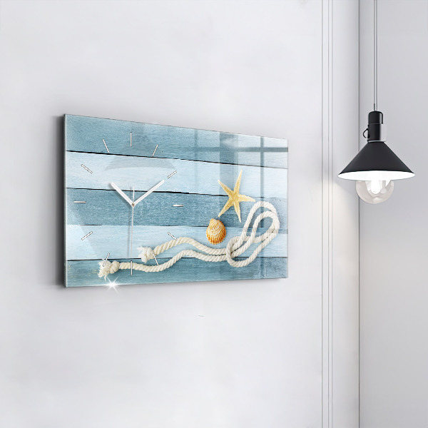 Horloge rectangulaire horizontale Planches, rayures et coque