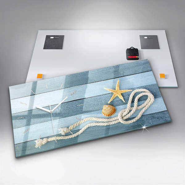 Horloge rectangulaire horizontale Planches, rayures et coque