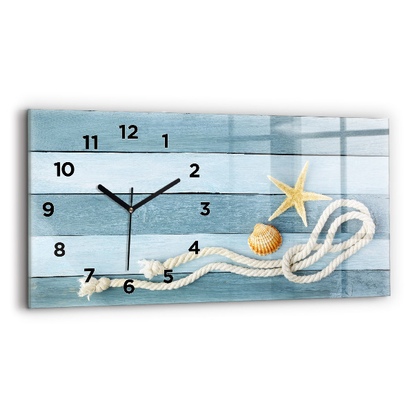 Horloge rectangulaire horizontale Planches, rayures et coque
