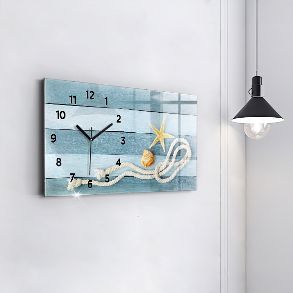 Horloge rectangulaire horizontale Planches, rayures et coque
