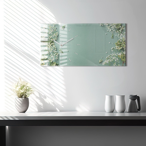 Horloge rectangulaire horizontale Fleurs délicates