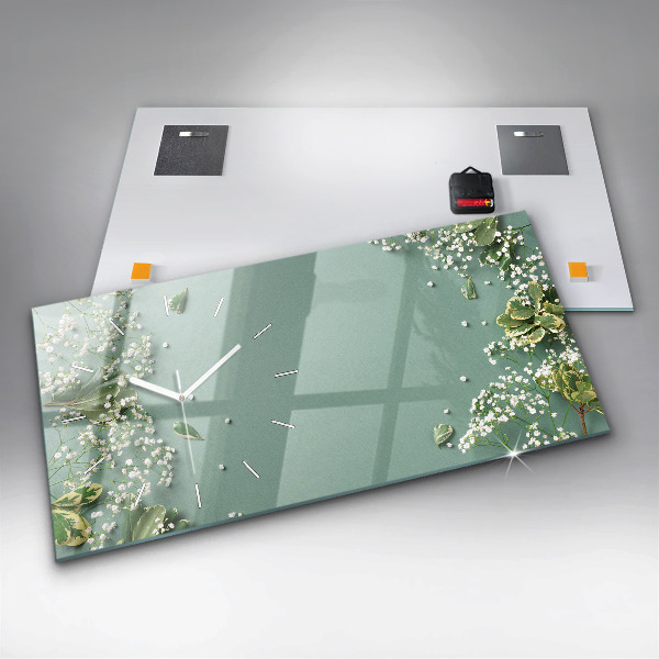 Horloge rectangulaire horizontale Fleurs délicates