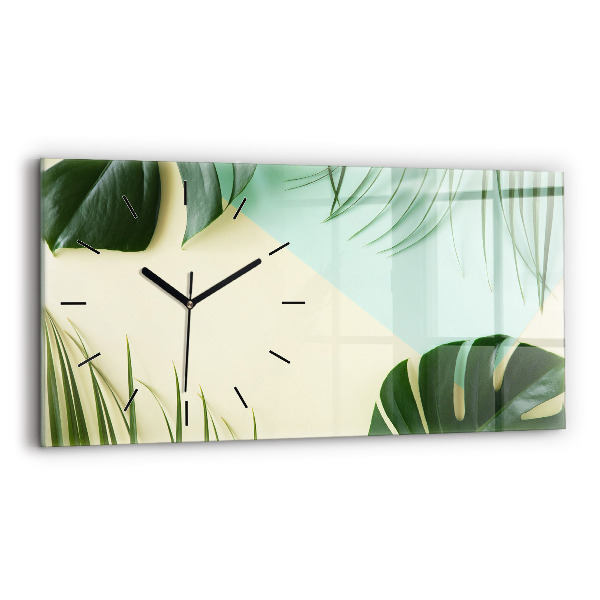 Horloge rectangulaire horizontale Feuilles de Monstera