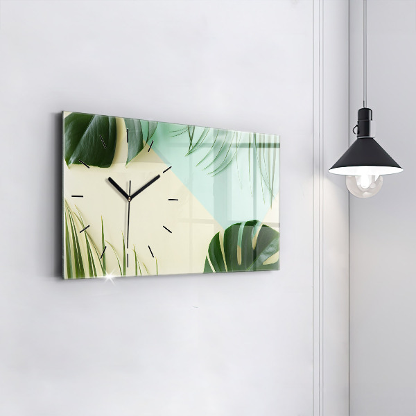 Horloge rectangulaire horizontale Feuilles de Monstera
