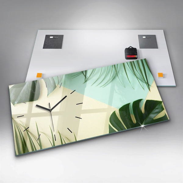 Horloge rectangulaire horizontale Feuilles de Monstera