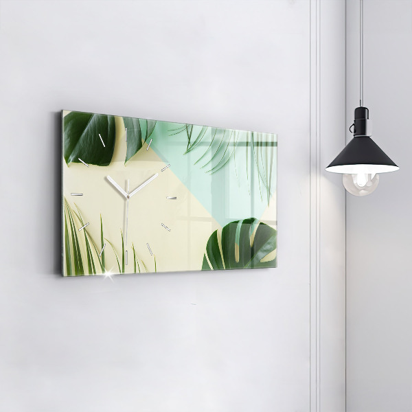 Horloge rectangulaire horizontale Feuilles de Monstera