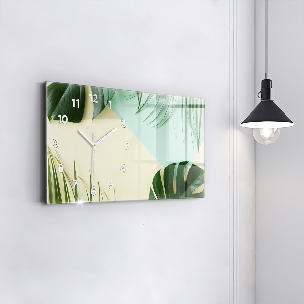 Horloge rectangulaire horizontale Feuilles de Monstera