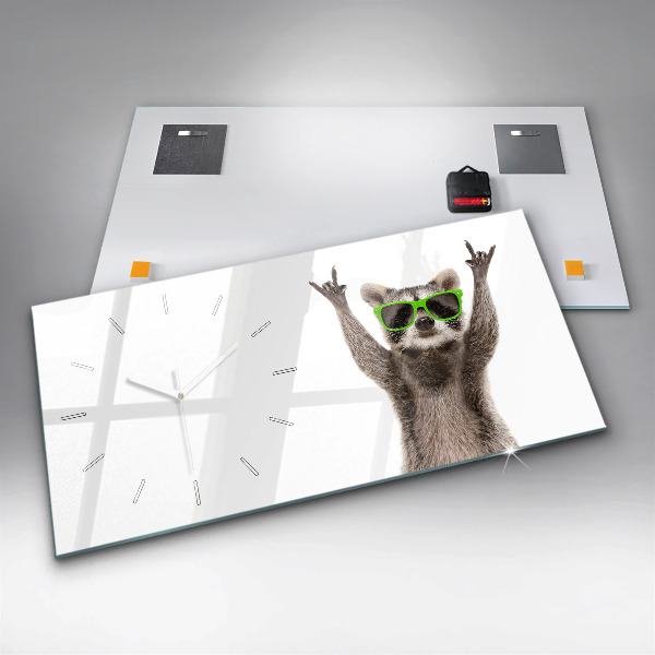 Horloge rectangulaire horizontale Raton laveur avec des lunettes