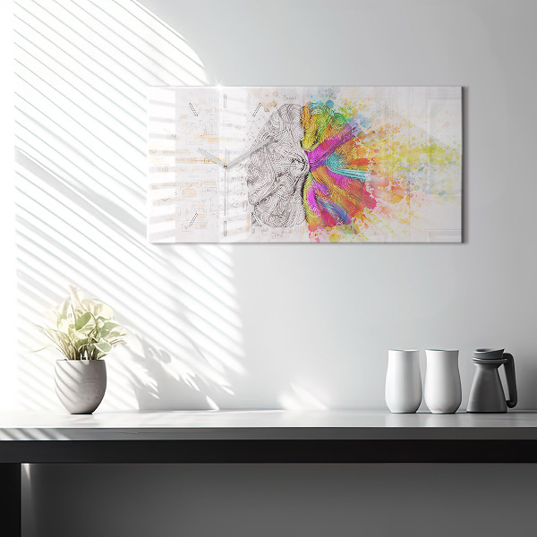 Horloge rectangulaire horizontale Cerveau abstrait