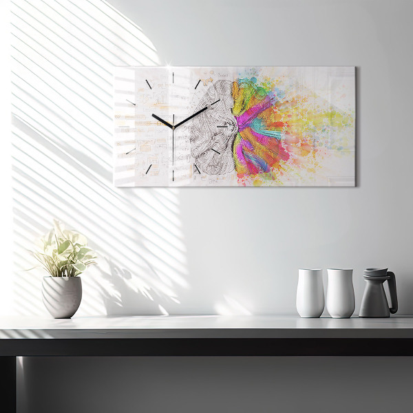 Horloge rectangulaire horizontale Cerveau abstrait