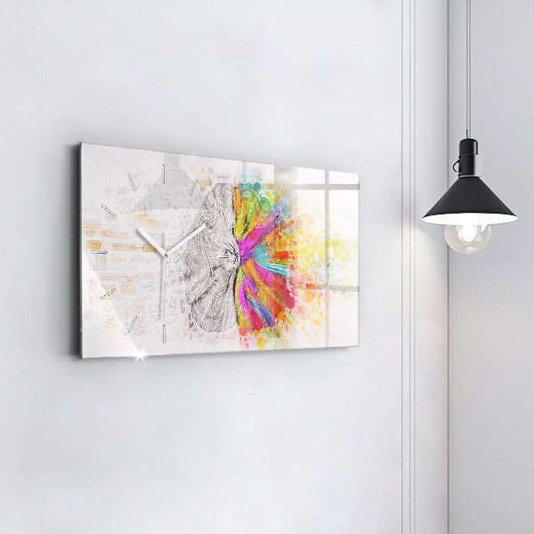 Horloge rectangulaire horizontale Cerveau abstrait