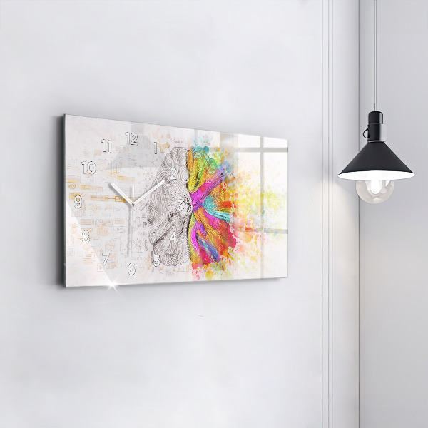 Horloge rectangulaire horizontale Cerveau abstrait